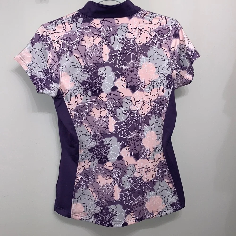 Pebble Beach 2 Pc Golf Top and Skort Abstract Floral Print Purple Gray S - Picture 4 of 11